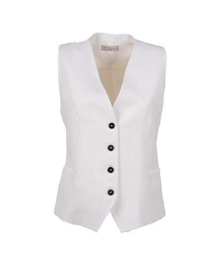 Shop ANTONELLI  Gilet: Antonelli gilet in misto lino "Fiumicino".
4 bottoni sul davanti.
Taschini laterali.
Composizione: 73% Viscosa, 27% Lino.
Made in Italy.. FIUMICINO M3036N 935-001
